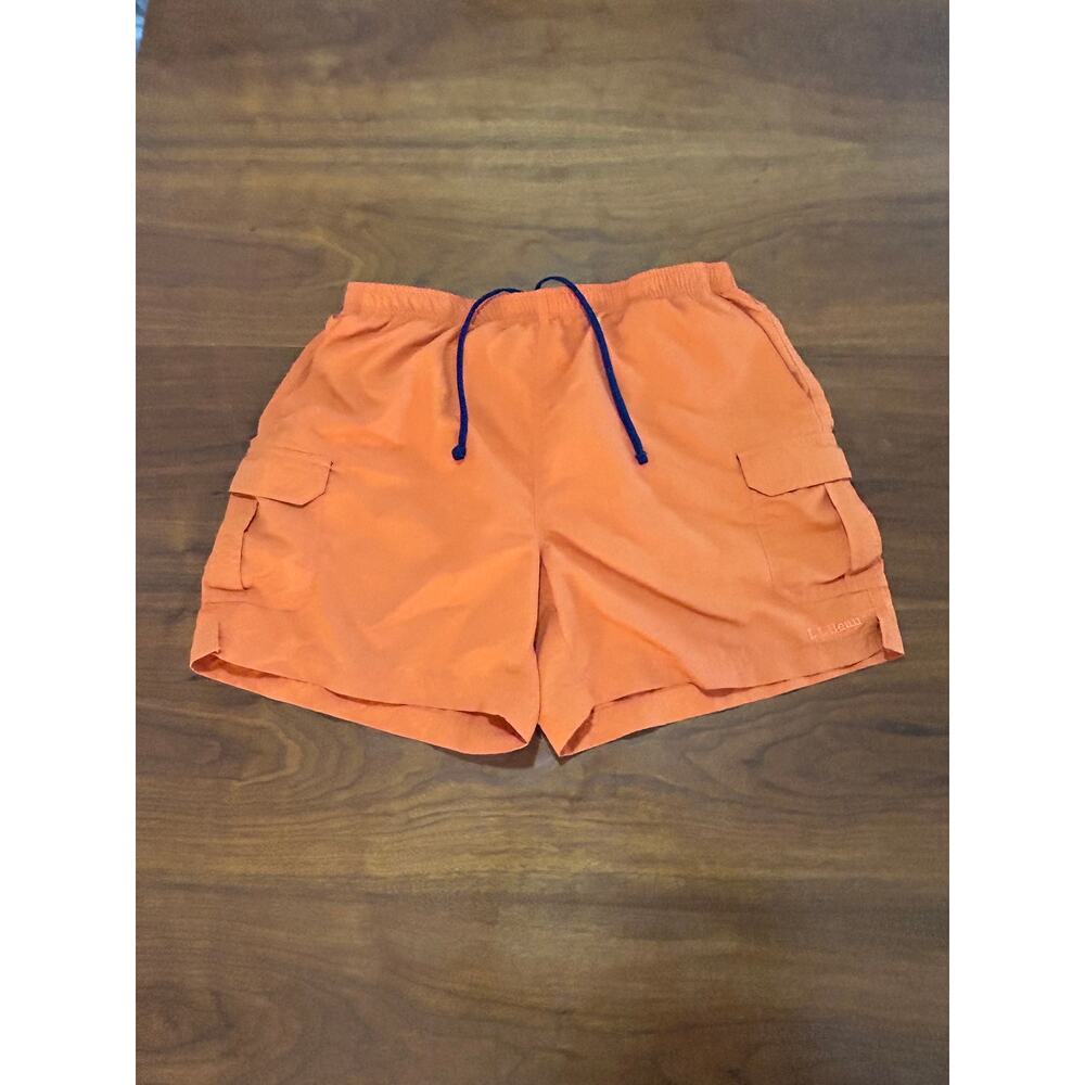 Orange‎ L.L. Bean Cargo Mesh-Lined Swim Trunks | Water Shorts - (Men's L)